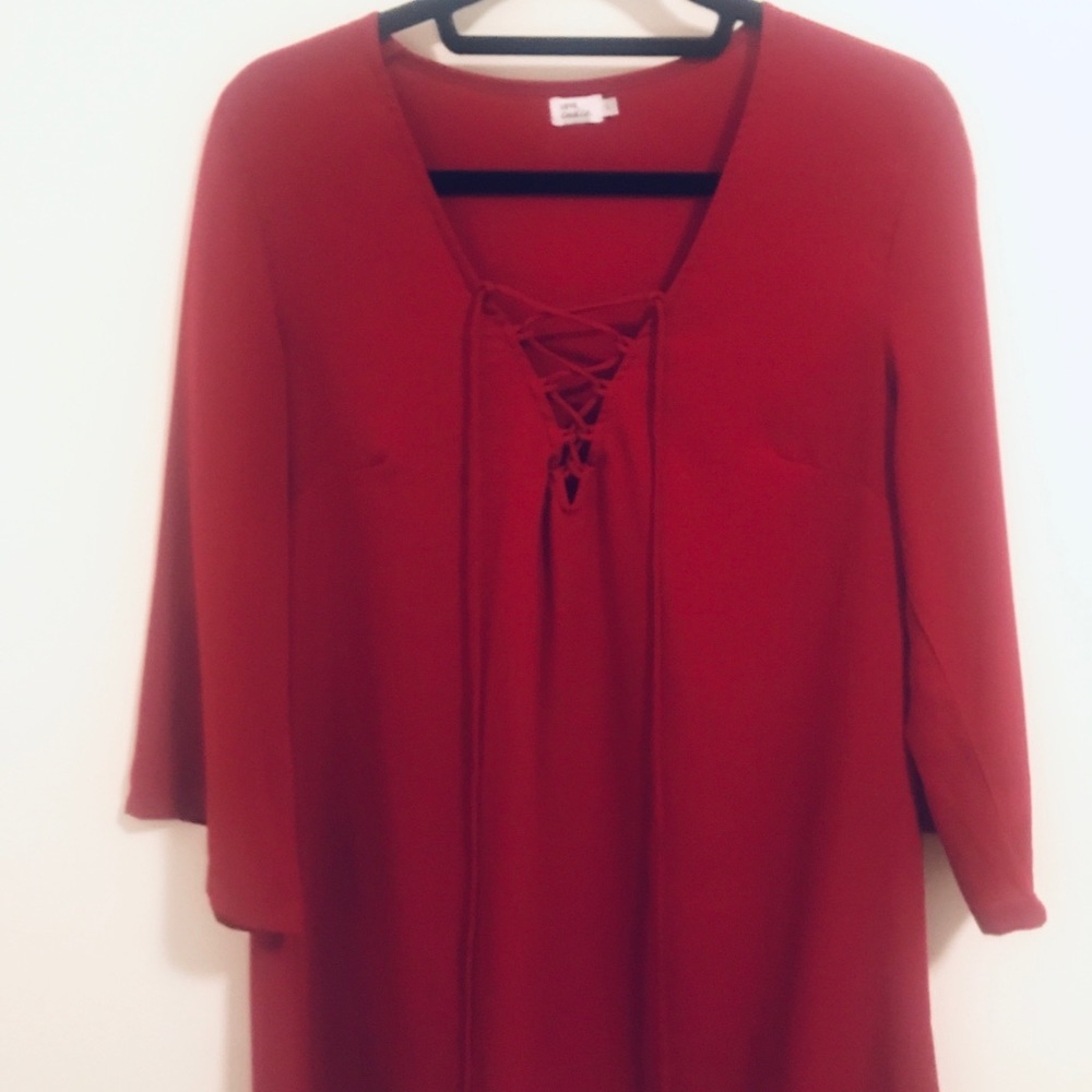 Red flowy short dress